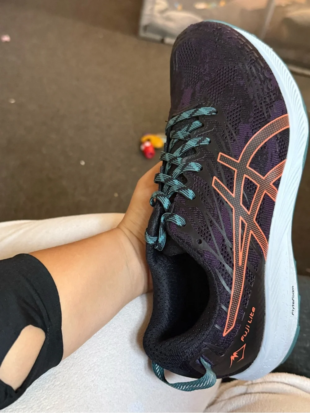 Asics Women's Athletic Shoe in Purple with Coral and Teal Accents
